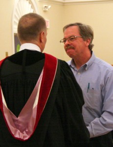 Bob Miller receives the inaugural David Wilcox Leadership Award from President Jay Rundell