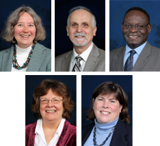 Oxford Institute attendees (top row) Lancaster, Numrich and Nyengele, (bottom row) Wallace and Withrow