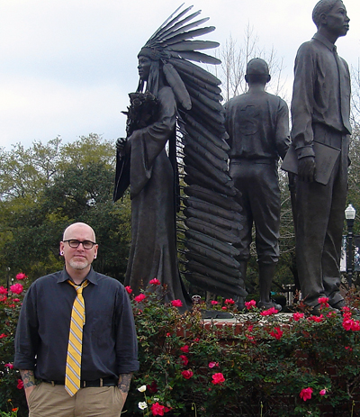 Student Jess Peacock on the campusof Florida State University, where he presented a paper in February